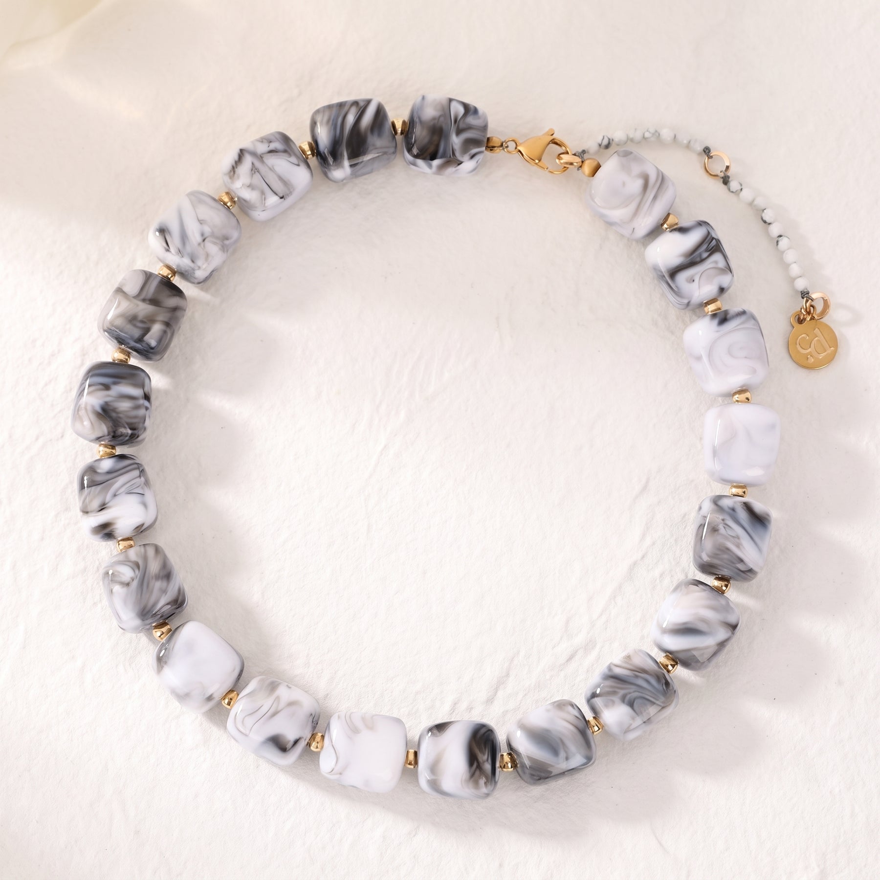 Chunky Square Bead Necklace Turquoise