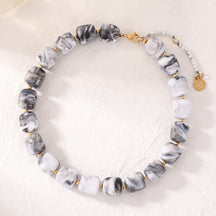 Chunky Square Bead Necklace Ocean