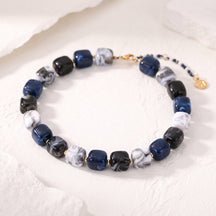 Chunky Square Bead Necklace Marble