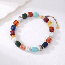 Chunky Square Bead Necklace Turquoise