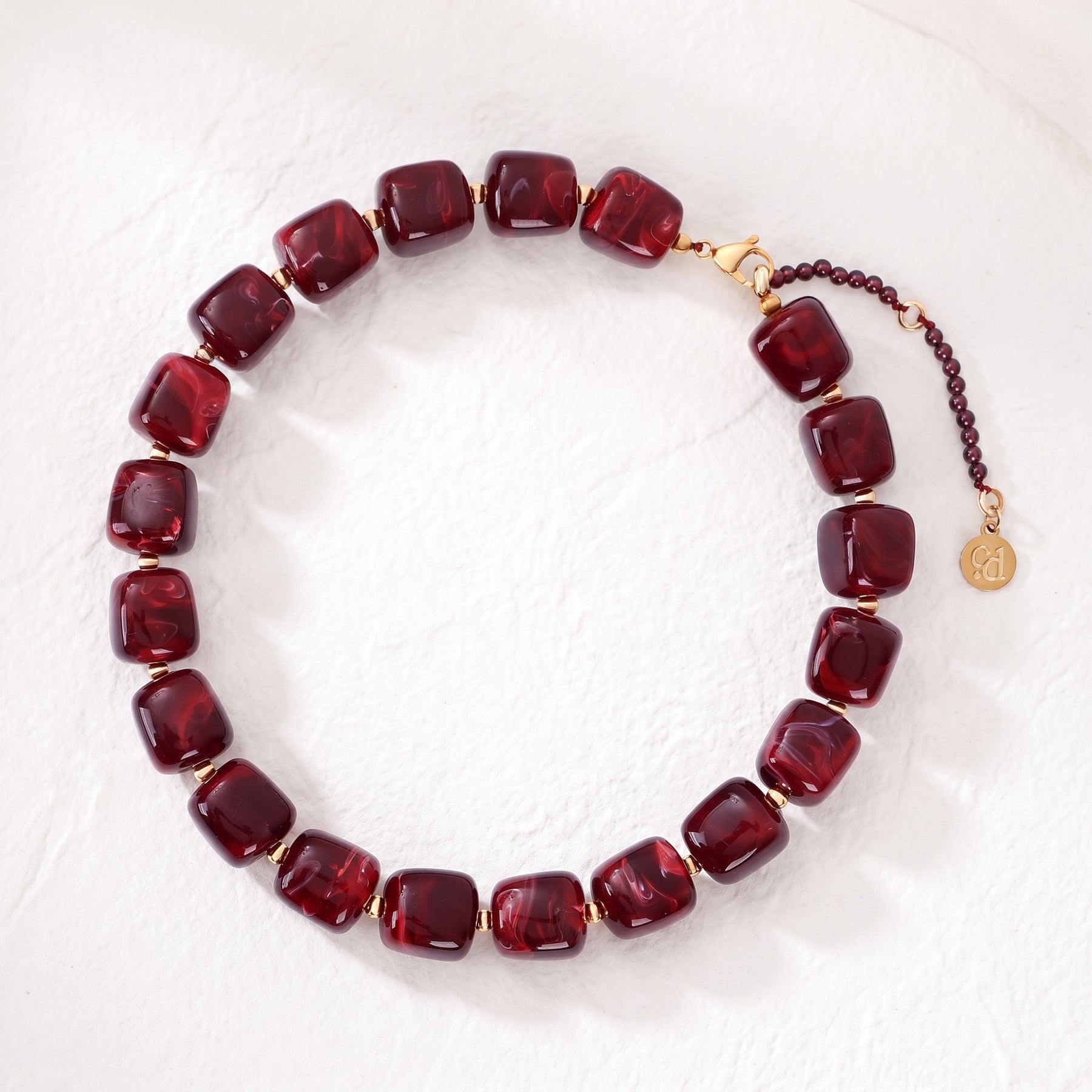 Chunky Square Bead Necklace Orange