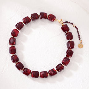 Chunky Square Bead Necklace Turquoise