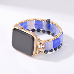 Desert Flame Carnelian Stretch Apple Watch Strap Silver
