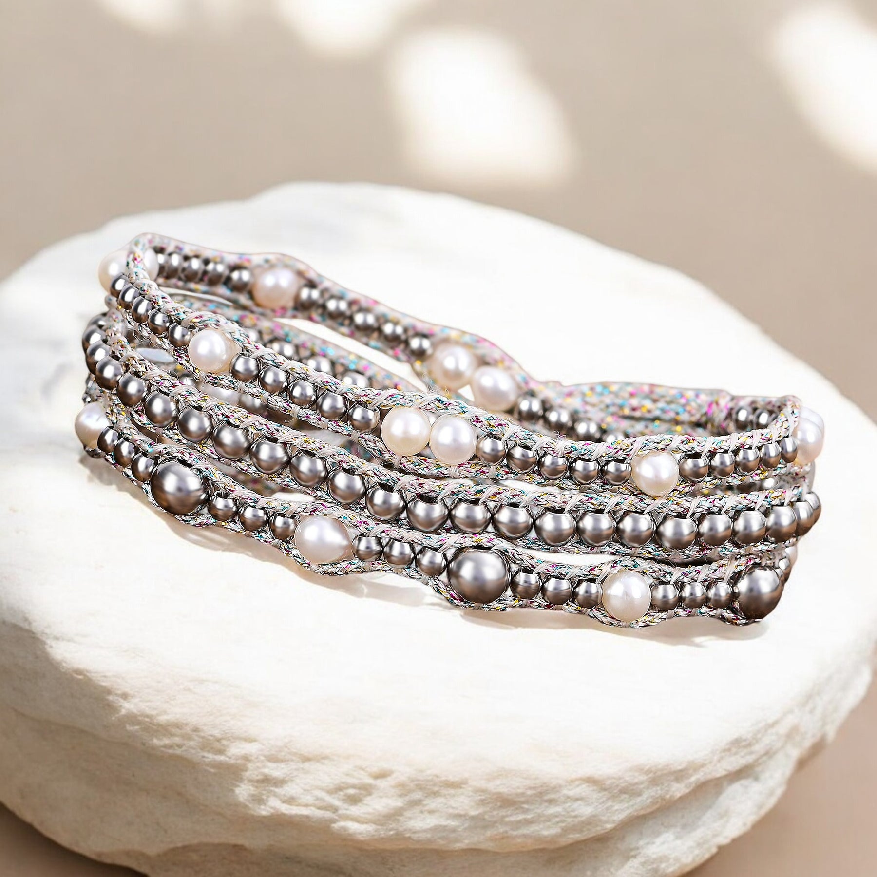 Gleaming Pearl Protection Wrap Bracelet