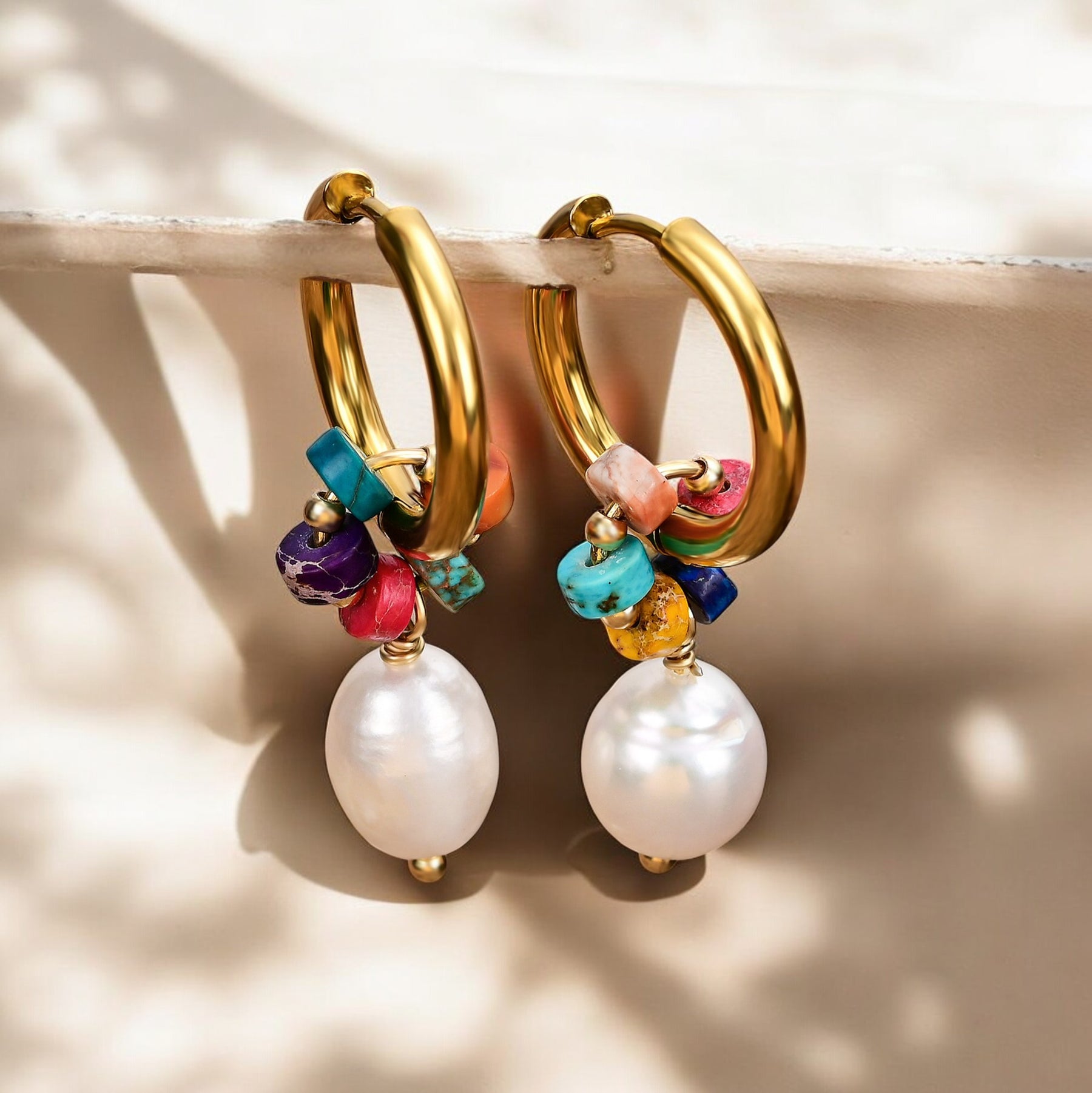 Jasper Harmony Pearl Hoop Earrings