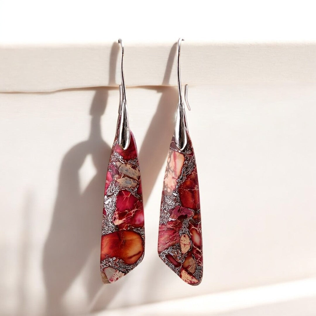 Antique Red Regalite Hook Earrings