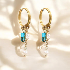 Golden Sky Bloom Drop Hoop Earrings