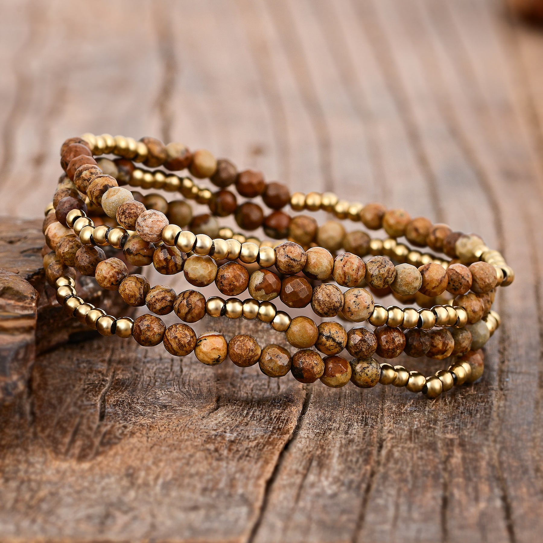 Golden Earth Jasper Bracelet Set