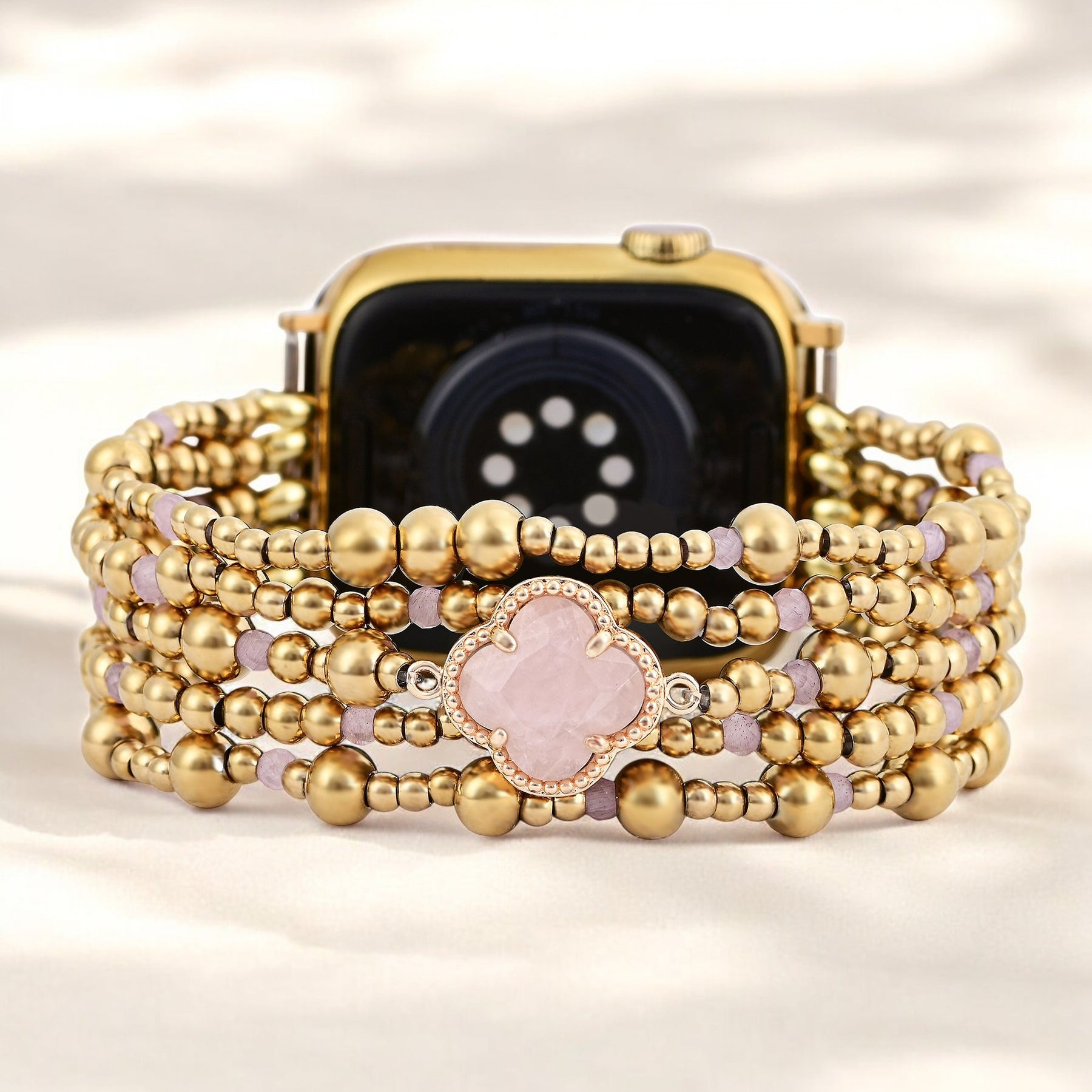 Enchanted Rose Quartz Elegance Stretch Apple Watch Strap