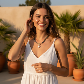 Agate Pearl Charm Necklace