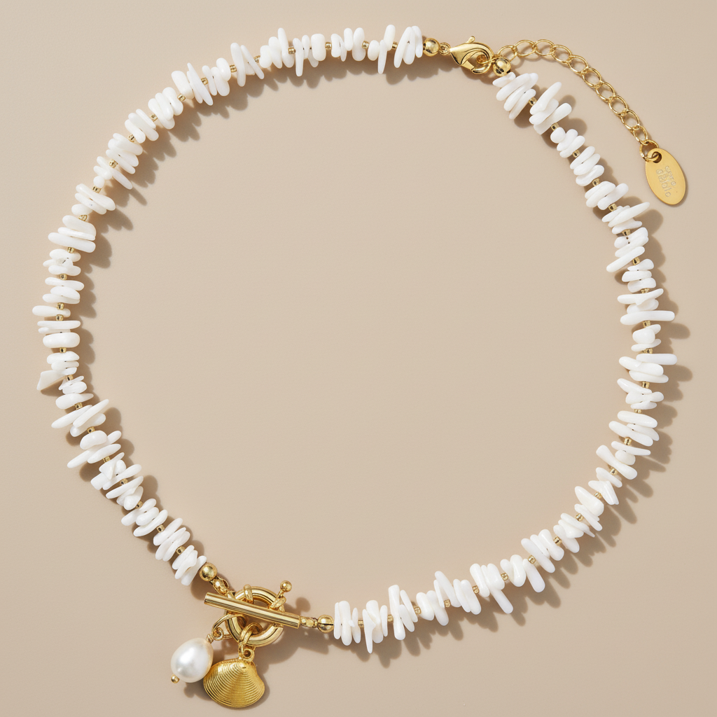 Coastal Shell Pearl Necklace
