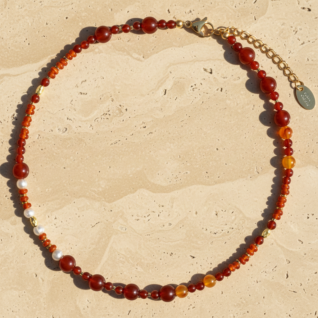 Red Agate & Pearl Harmony Necklace
