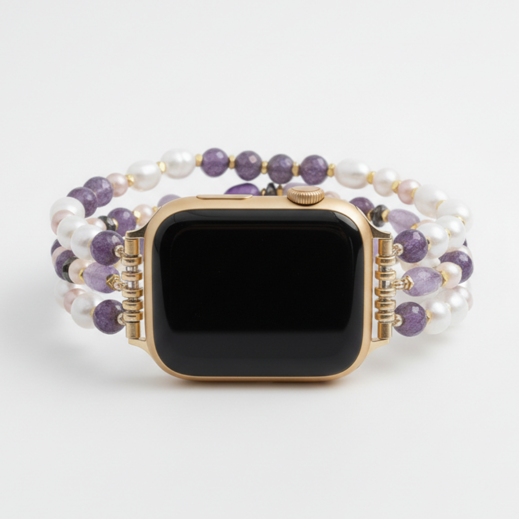 Amethyst Pearl Cluster Stretch Apple Watch Strap