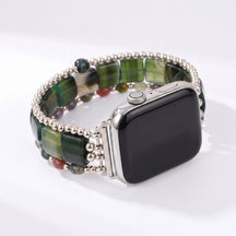 Golden Hour Agate Stretch Apple Watch Strap Silver