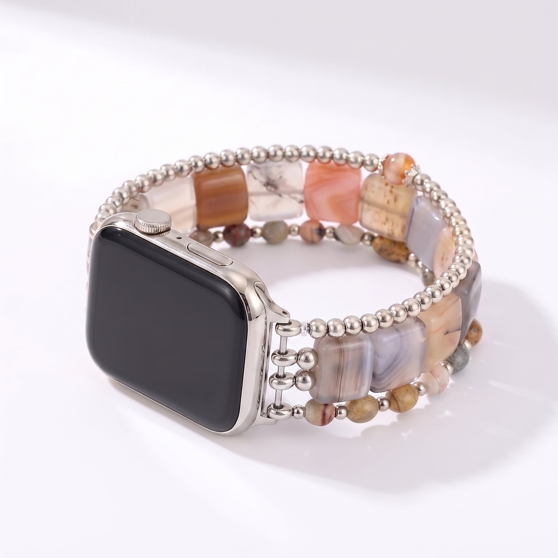 Azure Dream Sodalite Stretch Apple Watch Strap Silver