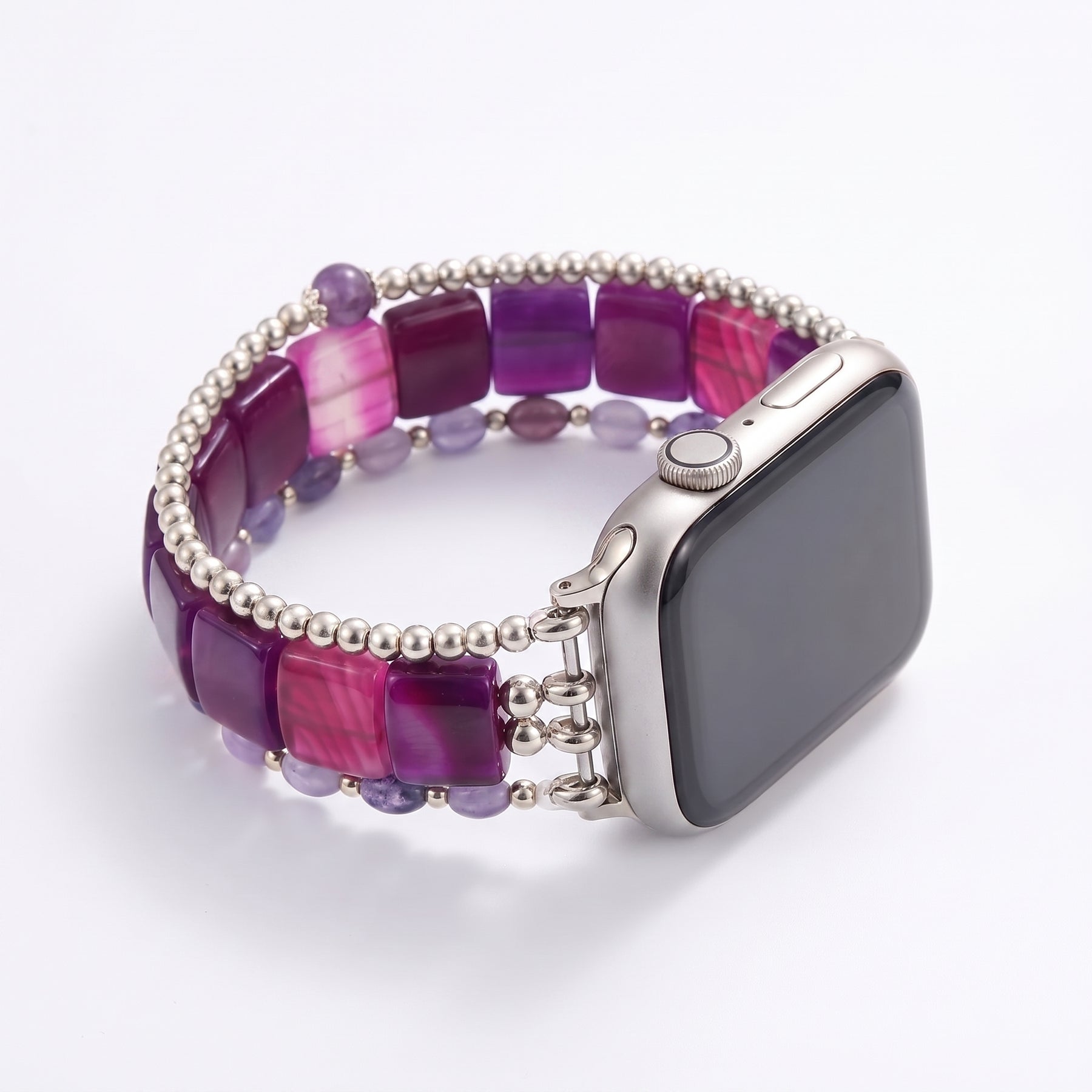 Azure Dream Sodalite Stretch Apple Watch Strap Silver