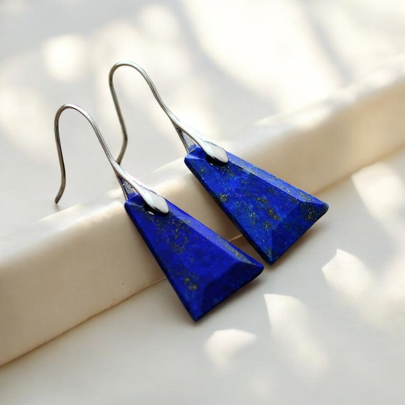 Lapis Lazuli Geometric Drop Earrings