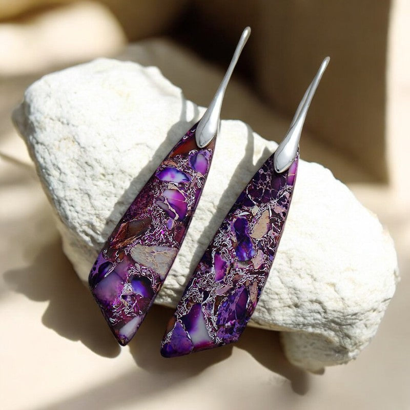 Purple Jasper Hook Earrings