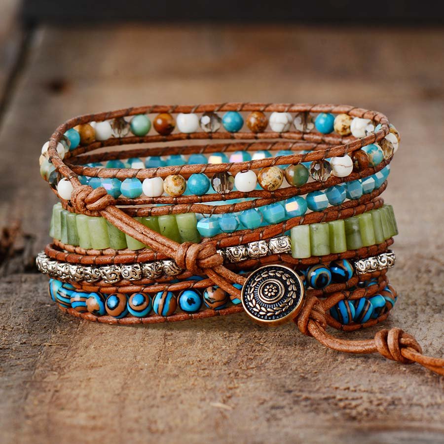 Twisted Ocean Jasper Wrap Bracelet - Cape Diablo